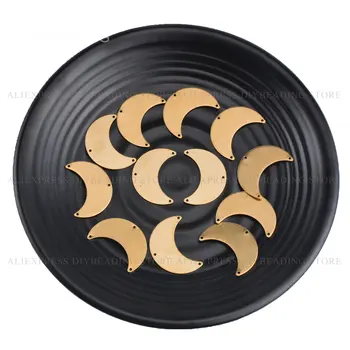 

10-500 Pcs Earring Connector Component for DIY Jewelry Making Raw Brass Crescent Moon Charm 3 Holes Metal Connector Finding