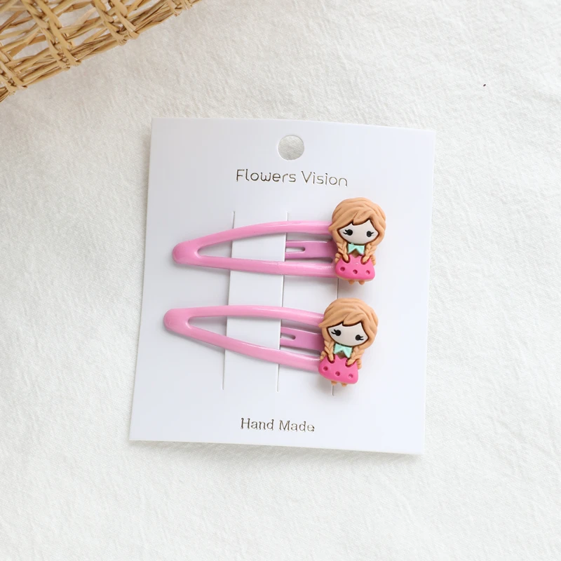 Hairpins D 2 шт. европейские американские принцессы BB заколки детские эластичные детские ленты для волос головной убор Детские веревки для волос аксессуары для волос для девочек - Цвет: Hairpins D