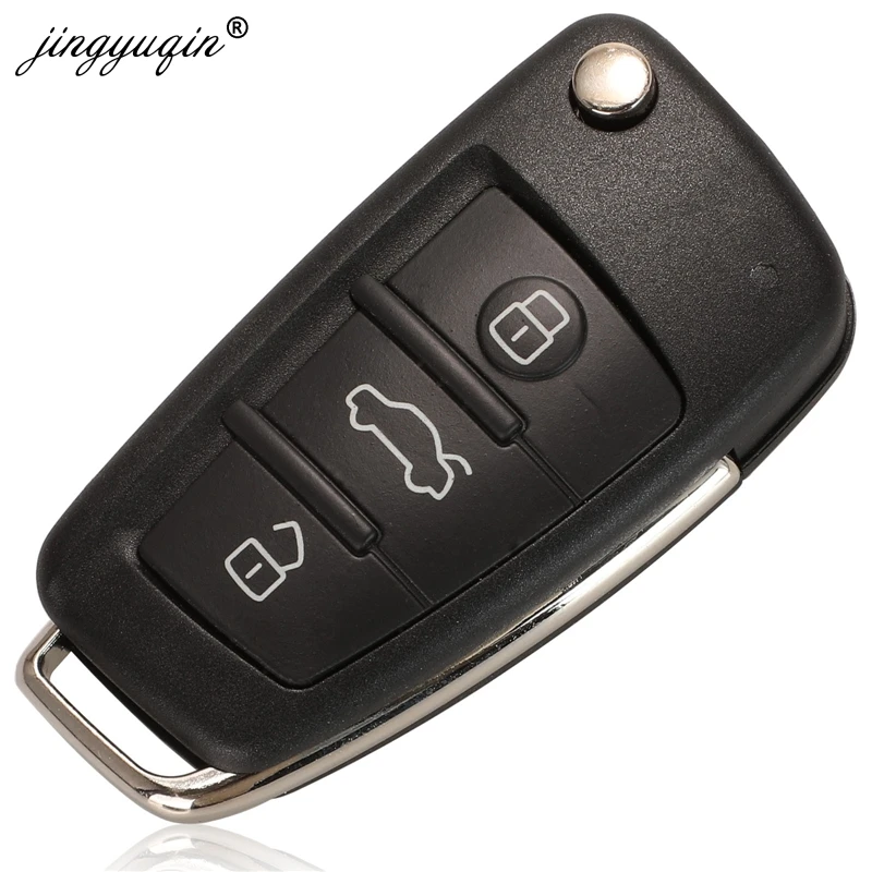JINGYUQIN FOR AUDI A6L Q7 8E0837220Q 315/433/868MHZ 8E ELECTRONIC CHIP 8E0 837 220 Q/M/T/R AF FLIP 3 BUTTON REMOTE CAR KEY FOB