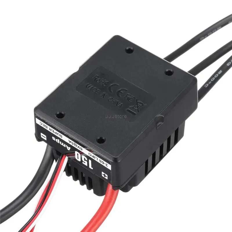 NEW HobbyWing QuicRun WP-8BL150 Black 1/8 Brushless WaterProof 150A ESC Use 3-6S Lipo For RC Car Parts Double T / XT60 Connector 4