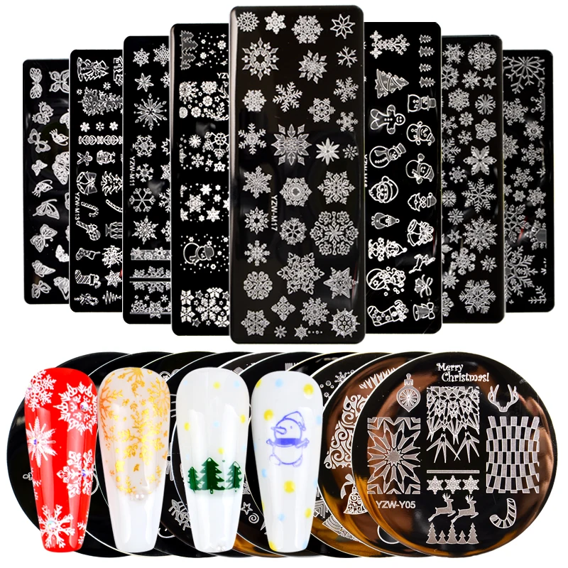 

Christmas Nail Art Printing Stamping Templates Stainless Steel Snowflake Pictures Print Plates Geometric Stamp Stencil