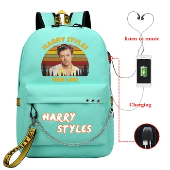 

Black Backpack Men Women Usb Charge Laptop Backpacks Harry Styles School Bags for Teenage Girls Travel Back Pack Pink Bookbag