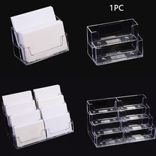 Soporte de exhibición portátil para tarjetas de negocios, estante de almacenamiento transparente multicapa para hogar, oficina, escuela, dispensador de escritorio, paisaje