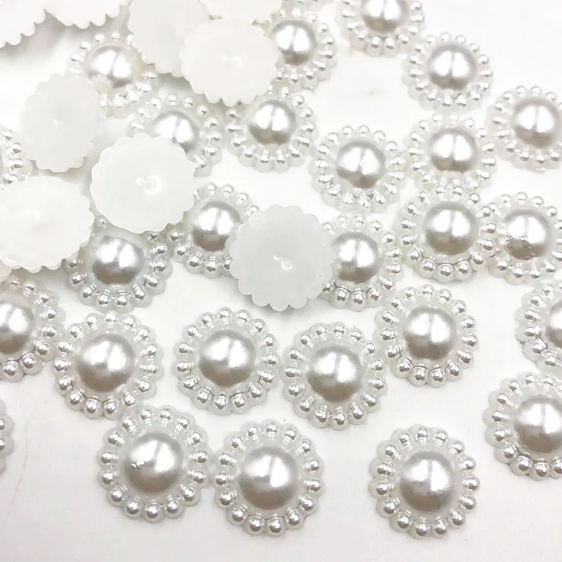 50/100pcs 13mm White Pearls Beads Craft Cabochon Flatback Decoration