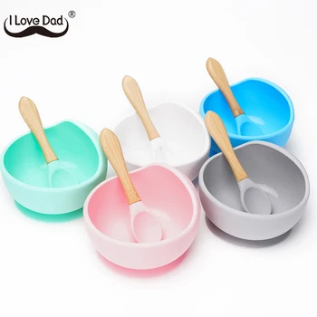 

Solid Color Baby Feeding Food Tableware Candy Color Kids Dishes Baby Eating Dinnerware Set Baby Training Bowl Spoon