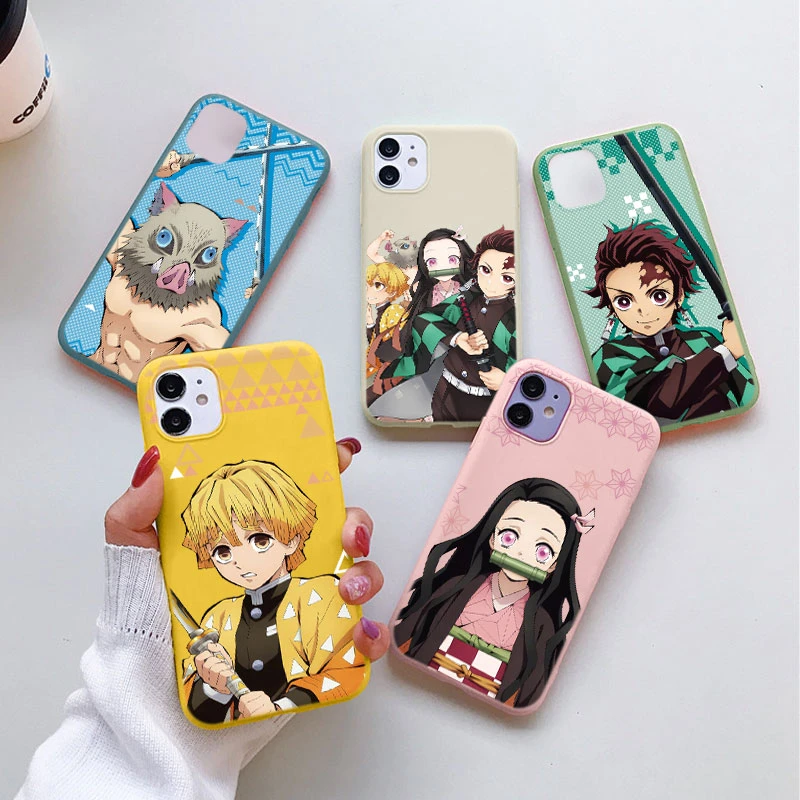 Cartoon Japan Anime Demon Slayer Case For Iphone 11 12 Pro Mini Xr Xs Max Se X 7 8 6 6s Plus 13 Kimetsu No Yaiba Tpu Cover Phone Case Covers Aliexpress
