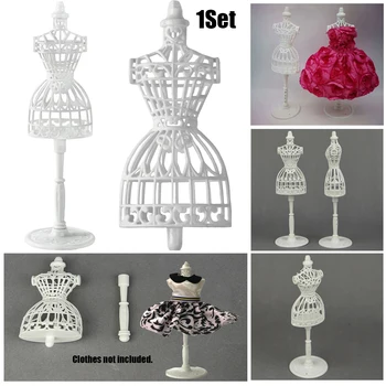 

1Set White Display Hollow Model Holder Stand Gown Dress Clothes Rack Doll Mannequin Girls Dolls DIY Dollhouse Accessories