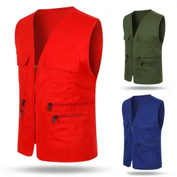 

Unisex Multi-Pocket Solid Color Waistcoat Work Fishing Photography Vest Jacket