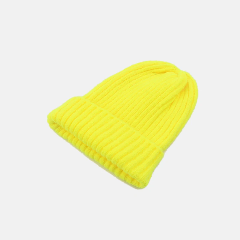 Yellow Новинка, зимняя однотонная шерстяная вязаная шапка, женская модная повседневная шапка, теплая женская мягкая утолщенная шапка, вязаная шапка-носок, шапка для катания на лыжах - Цвет: Yellow