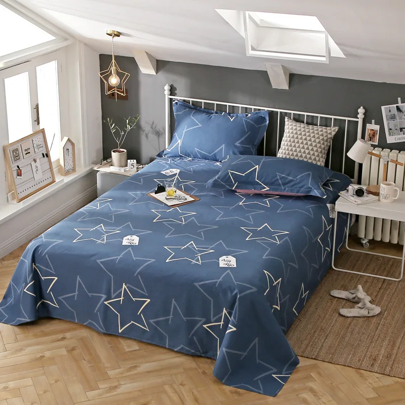 

1PC Bed Sheets Print King Size Sheets Flat Sheet Soft Family Hotel Bedspread Home Decorative Queen Sheets no pillowcase