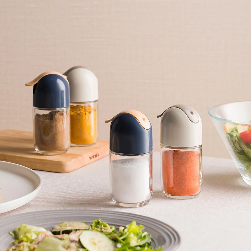 Kitchen Glass Spice Storage Jars With Lid Salt and Pepper Shakers Set Seasoning Organizer Herbs Soy Sauce Oil Bottle With Label