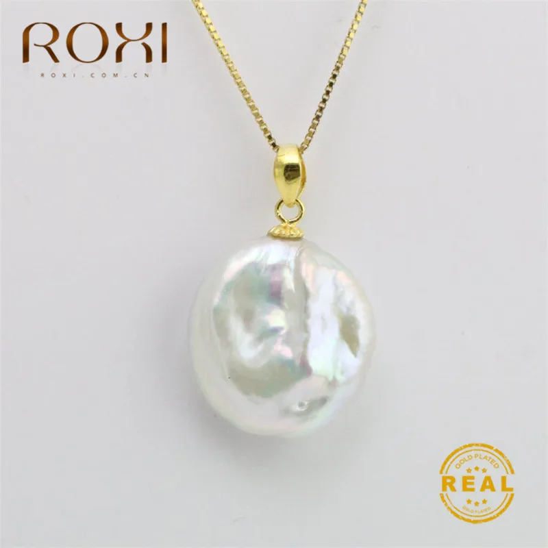 ROXI Белый пресной воды Жемчужное ожерелье, подвеска из золота Цепочка с кулоном, Цепочки и ожерелья Для женщин из барочного жемчуга колье Модные украшения Аксессуары