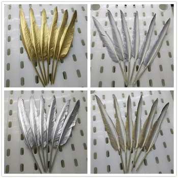 

Wholesale 100/500PCS Single Side Golden Yellow and Siver Turkey Feathers 12-14 inch/30-35 cm For Wedding Christmas Decoration