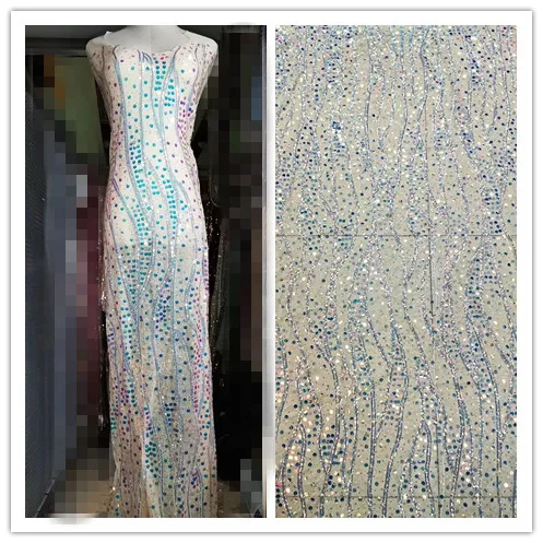 

special Nigerian African tulle mesh lace fabric S-119516 with sequins French net lace for party dress