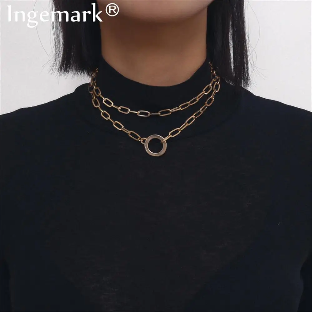 Чокер Ingemark из кубинской цепи Майами Женский ожерелье многослойное толстой