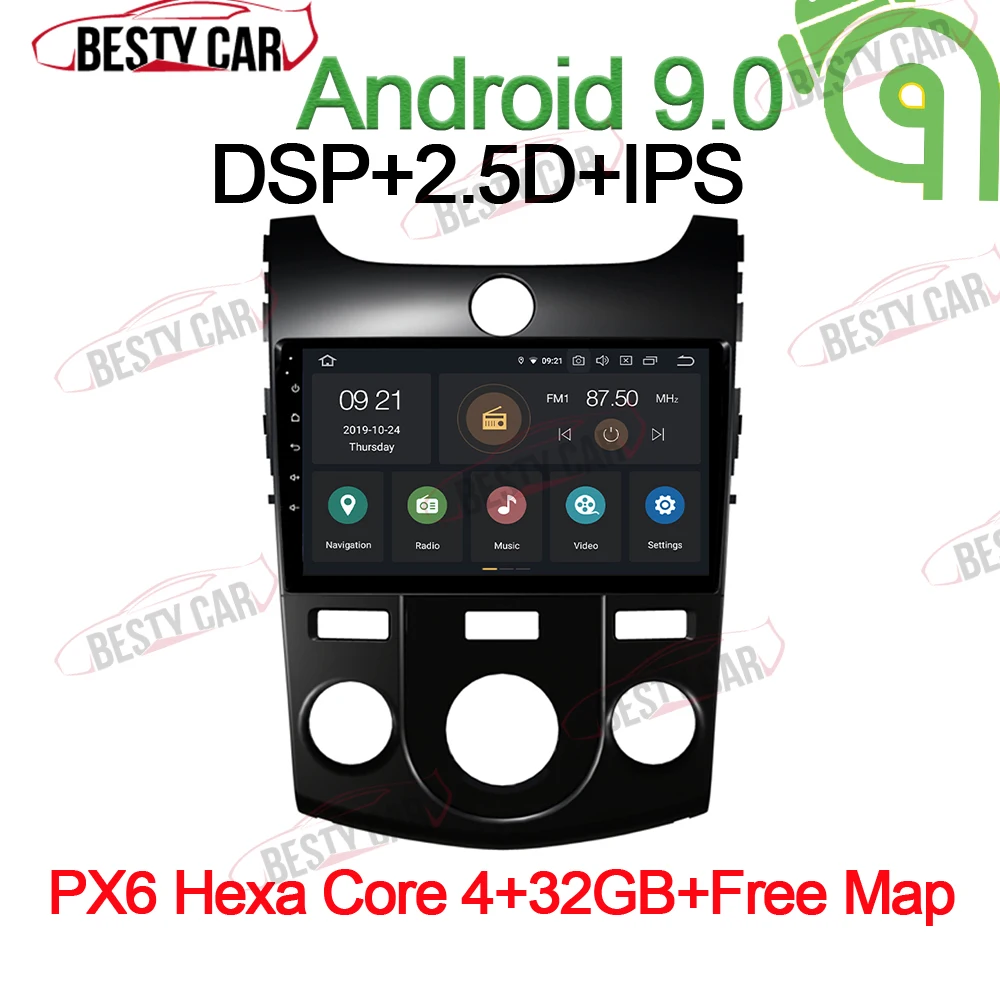 PX6-4-32GB-CarPlay " ips Android 9,0 Автомобильный мультимедийный плеер Авто Радио стерео для Kia CERATO K3 FORTE 2013 gps навигация DSP wifi - Цвет: PX6-4-32GB-CarPlay