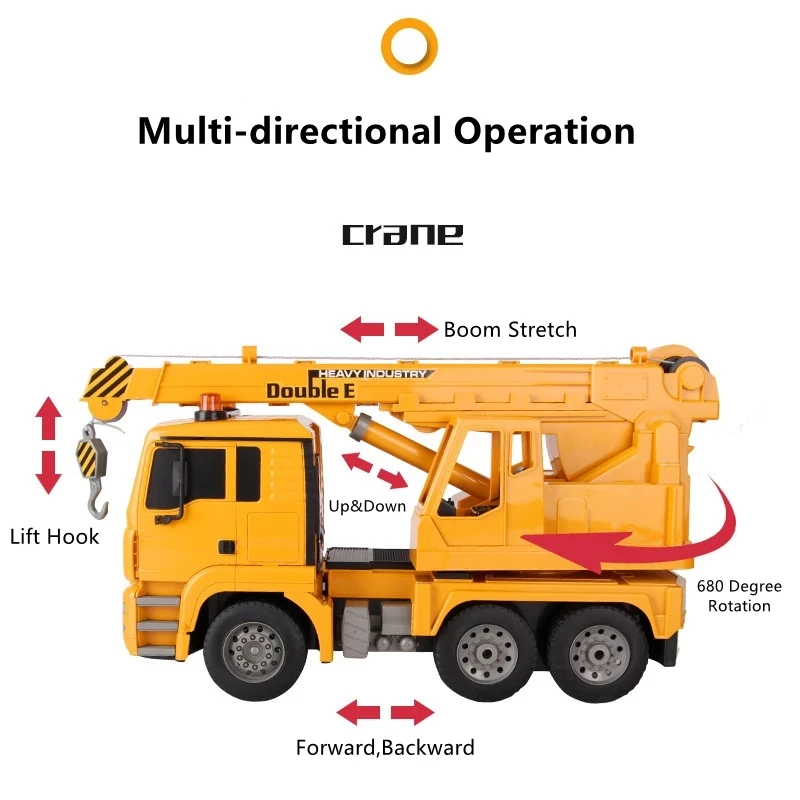 Simulation Lifted Crane 2.4G Remote Control Crane Light Can Lifted UP & Down All Round Driving Programm Demo Engineering Vehicle 5