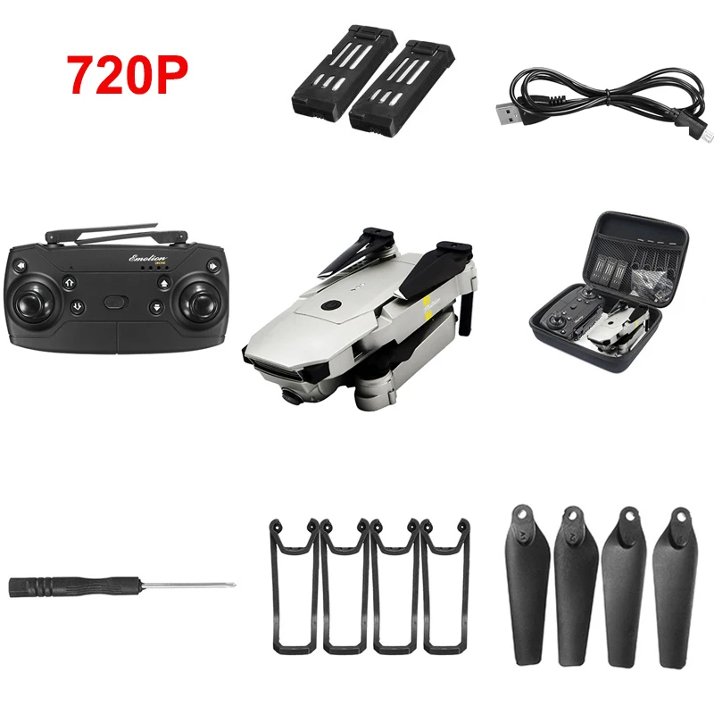 E58 720P-white-2B Квадрокоптер Карманный Дрон камера Wi-Fi FPV RTF широкий угол высокий режим удержания складной рычаг RC Квадрокоптер приложение управление вертолет - Цвет: E58 720P-white-2B