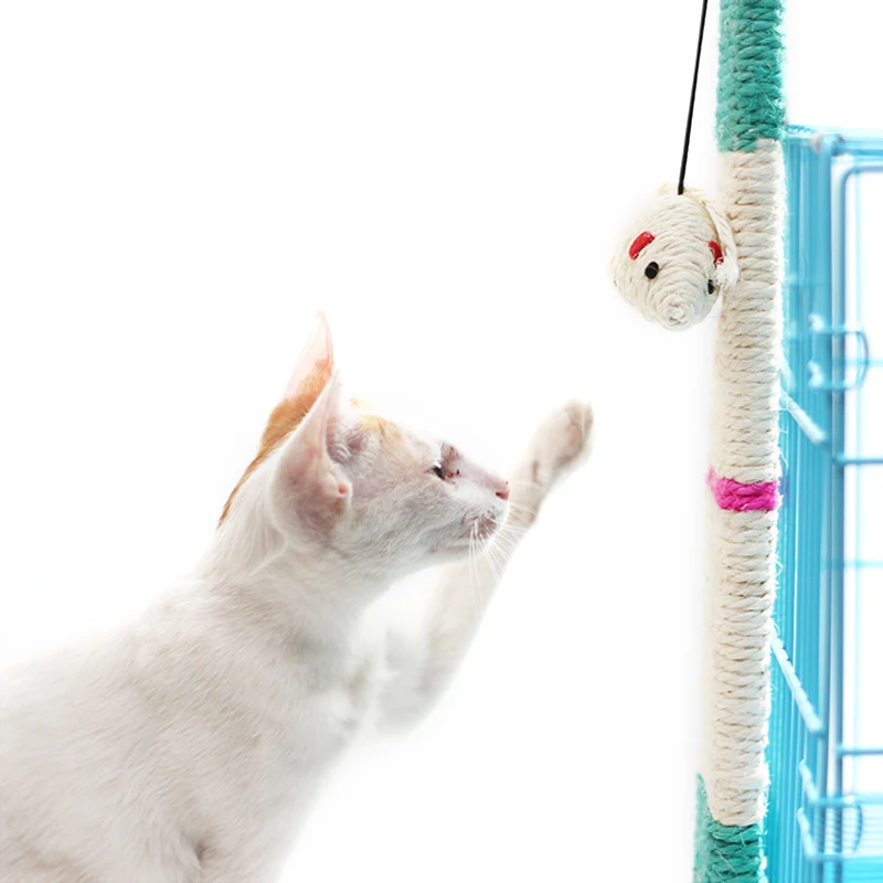 Mice Toy Cat Sisal Woven Rectangle Scratching Board With Interactive Teaser Cat Supplies For Cat Toys Gatos
