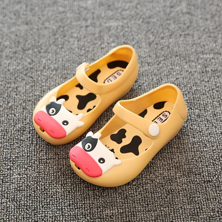 Обувь для маленьких девочек; летняя детская садовая обувь из ПВХ; прозрачная пляжная обувь с рисунком Минни; обувь принцессы для девочек - Цвет: Цвет: желтый