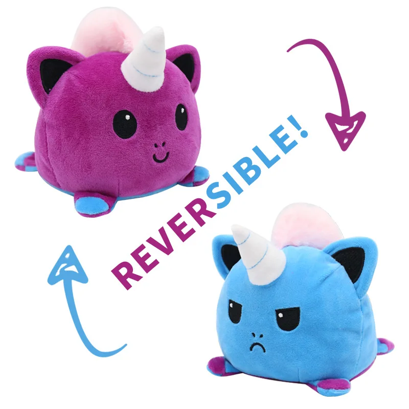 New Animal Reversible Plush Toys Genius Gradient Unicorns Dolls Stress Relief Creative Toys For Children Birthday Gifts For Kids