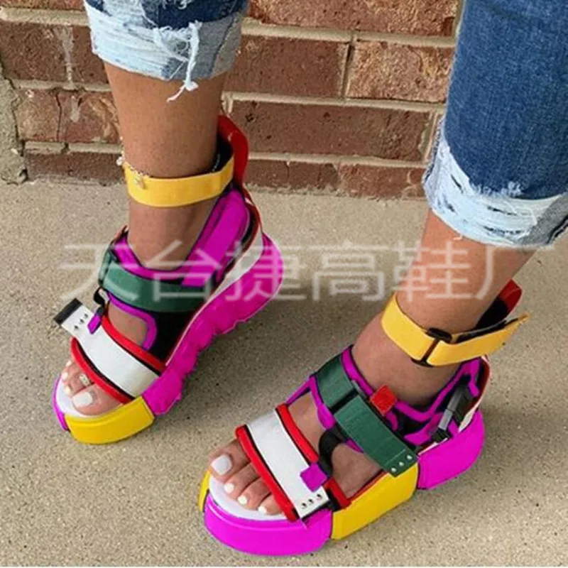

Platform Sandals Women Wedge High Heels Shoes Women Hook&loop Canvas Summer Zapatos Mujer Gladiator Woman Sandals Plus Size 43