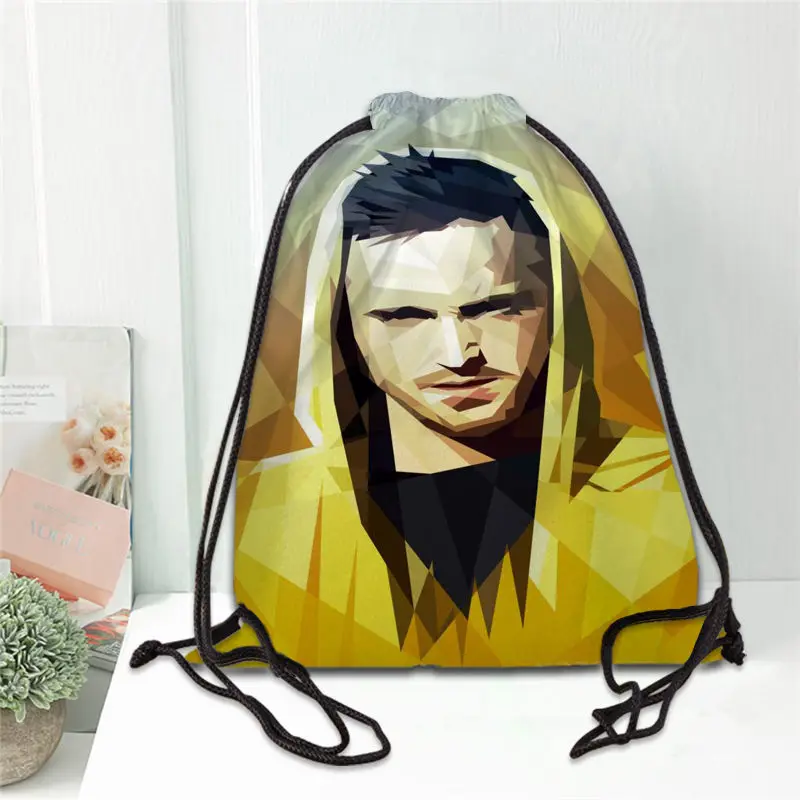 Hot Aaron Paul Printed backpack drawstring bag satin soft shoe bags to school custom Logo bags for women - Цвет: 1