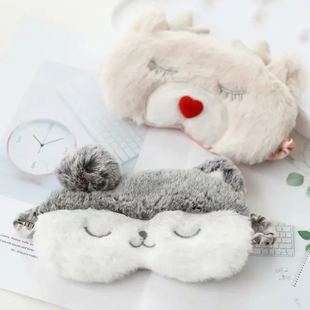 

Cartoon Deer Sleep Eye Patch Fox Plush Eyeshade Elk Nap College Style Eye Patch