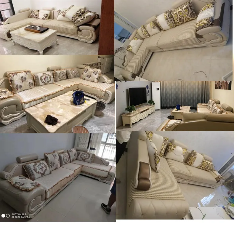 Дизайн роскошный Европейский диван тканевый деревянный диван 5 местный