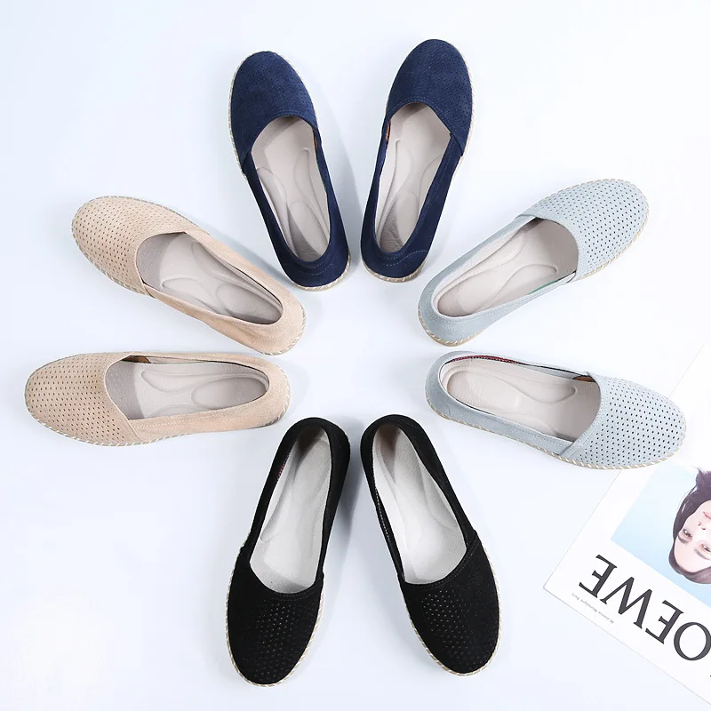 

2019 New Products White Shoes WOMEN'S Sandals Summer Bottom Engrave Shoes Swede Leather WOMEN'S Flat Shoes