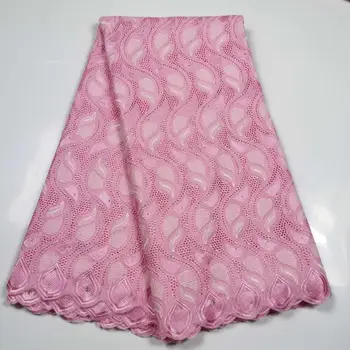 

Wholesale High Quality Pink Lace fabric 5 yards Swiss Voile Lace In Switzerland Pure Cotton Swiss Nigeria Dry Lace African Sew