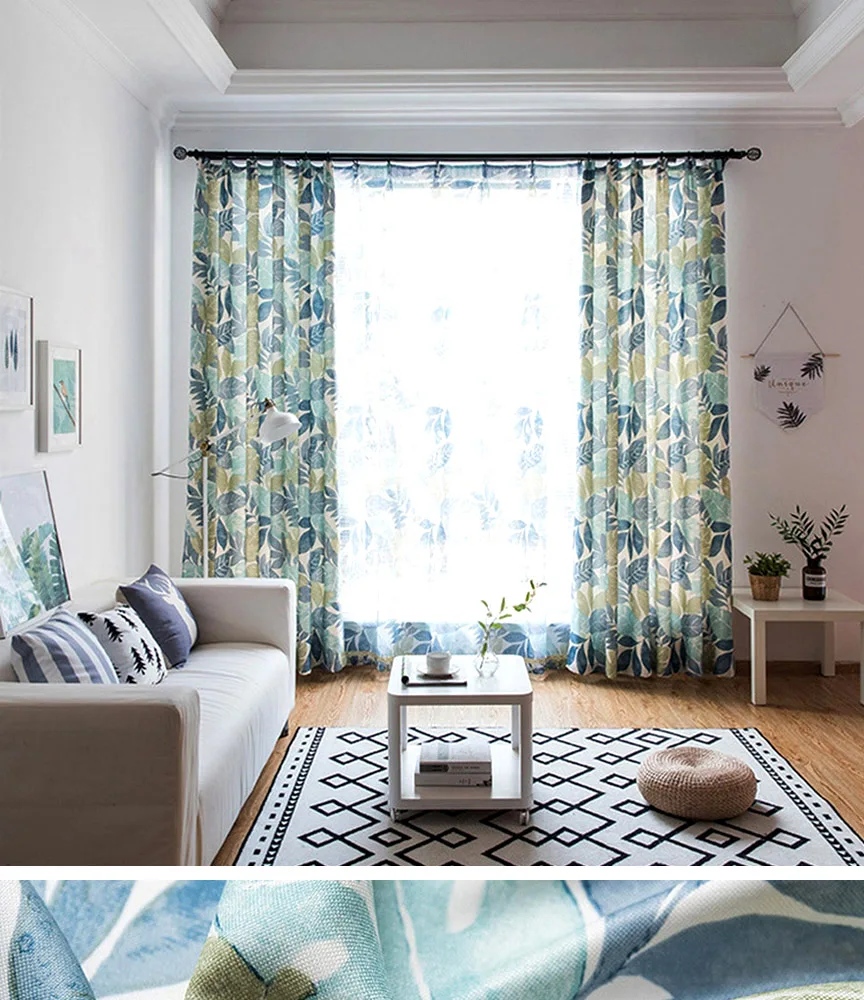 Занавеска для гостиной s Green Window, комнатная панель, занавеска для спальни, Деревенская кухня, гофрированная, украшение комнаты AWB0181 4