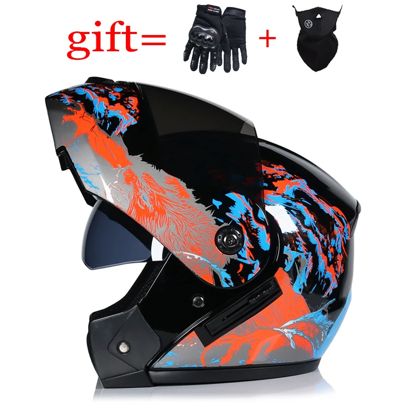 Высококачественный мотоциклетный шлем двойной объектив откидной гоночный