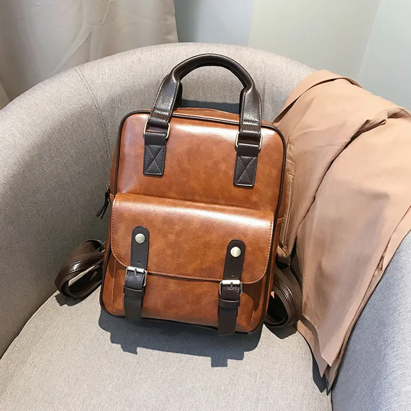 HEFLASHOR Mochila Feminina, противоугонные школьные сумки, водонепроницаемые, для путешествий, в винтажном стиле, для ноутбука, кожаный большой рюкзак для женщин, корейский дизайн