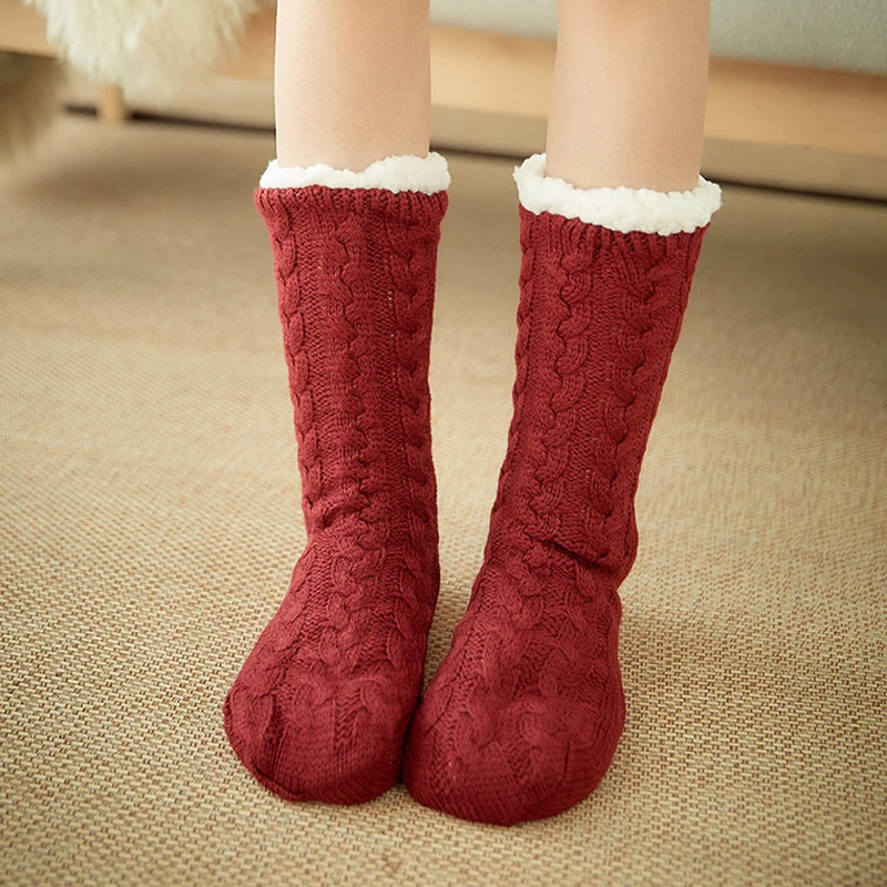 Hot Selling Fashion Female Women Girls Solid Cotton Wool Bed Socks Fluffy Warm Winter Socks Gift Soft Floor Home