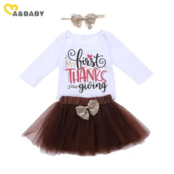 

Ma&Baby 0-18M Newborn Infant Baby Girls My First Thanksgiving day Clothes Set Letter Romper Tulle Skirt Sequin Headband Costumes