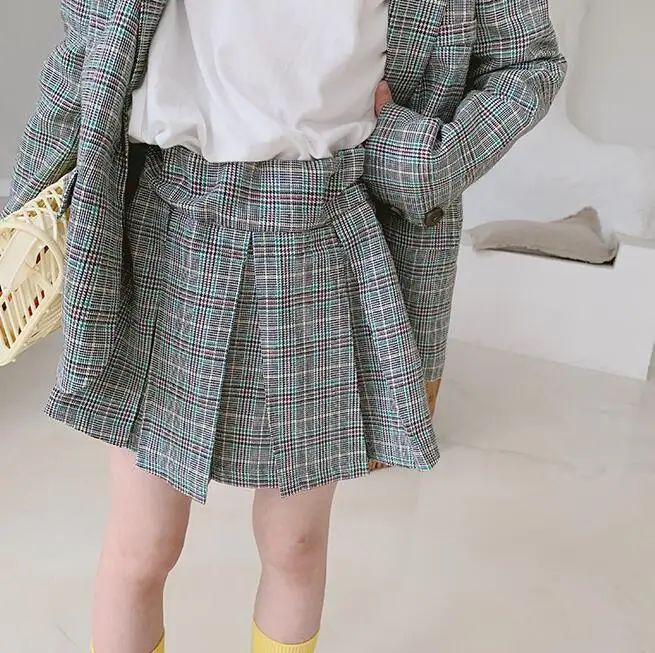 New Style Girls Plaid Draped Skirt Cotton Autumn Fashion Kids Girls Skirts 1-7t
