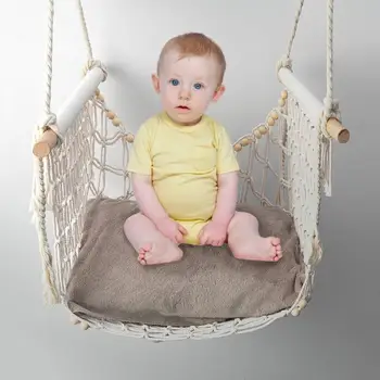 

Preschool Solid Wooden Swings Tassel Hand Made Weaving Kids Swing Seat Bohemian Swings Entertainment Toy For Kids Children