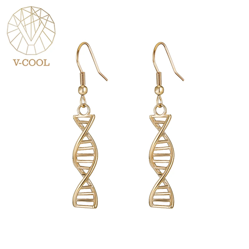 Женские двойные серьги-спирали из титана висячие серьги милые DNA Brinco биология