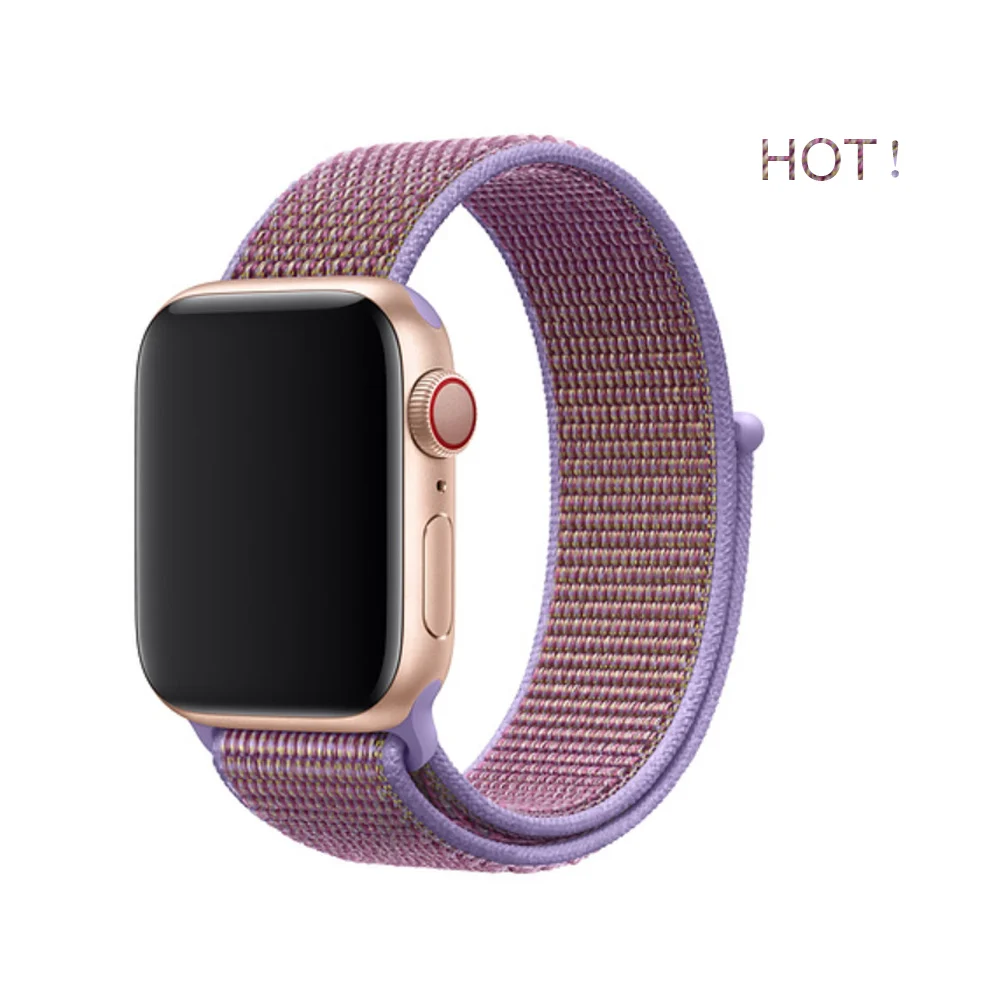 Lilac Sleek и удобная; мягкая и дышащая ткань, нейлоновый спортивный ремешок для часов является apple Watch series 1/2/3/4 вязаный браслет 38 мм 40mm42 мм 44 мм - Цвет ремешка: Lilac