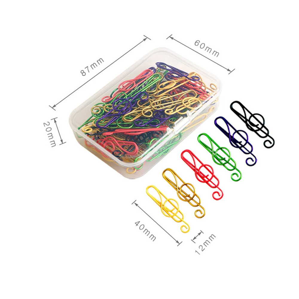 Colorful Music Note Shaped Paper Clips Decorative 50pcs box For Office Stationery paper clips