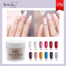 BELESKY, акриловая пудра для ногтей, 28 г или 10 г, 3D кончики для украшения ногтей, профессиональная прозрачная белая акриловая пудра для дизайна ногтей