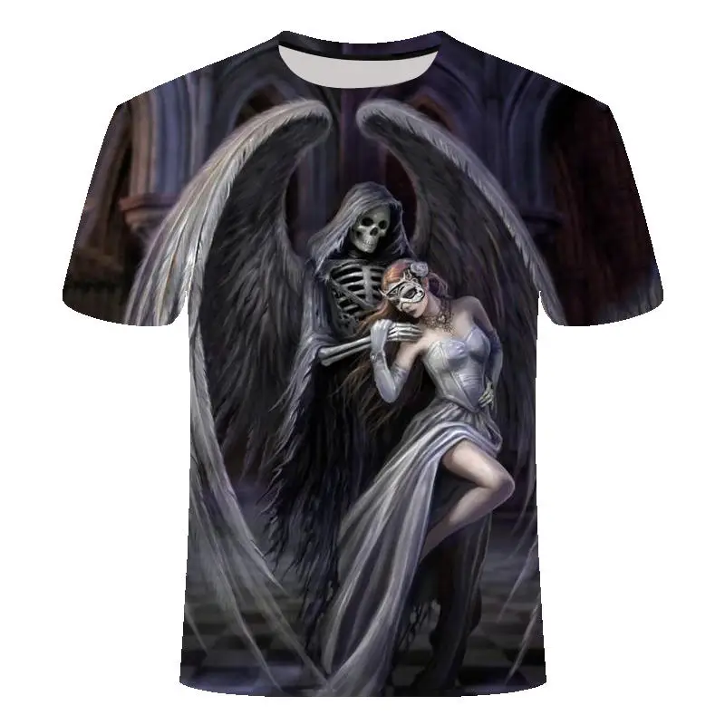 

3D Skull T Shirt Men Funny Punk Rock Streetwear Summer Fashion Casual O-Neck Tops Tees Military Skull 3d Print Tshirt Plus Size