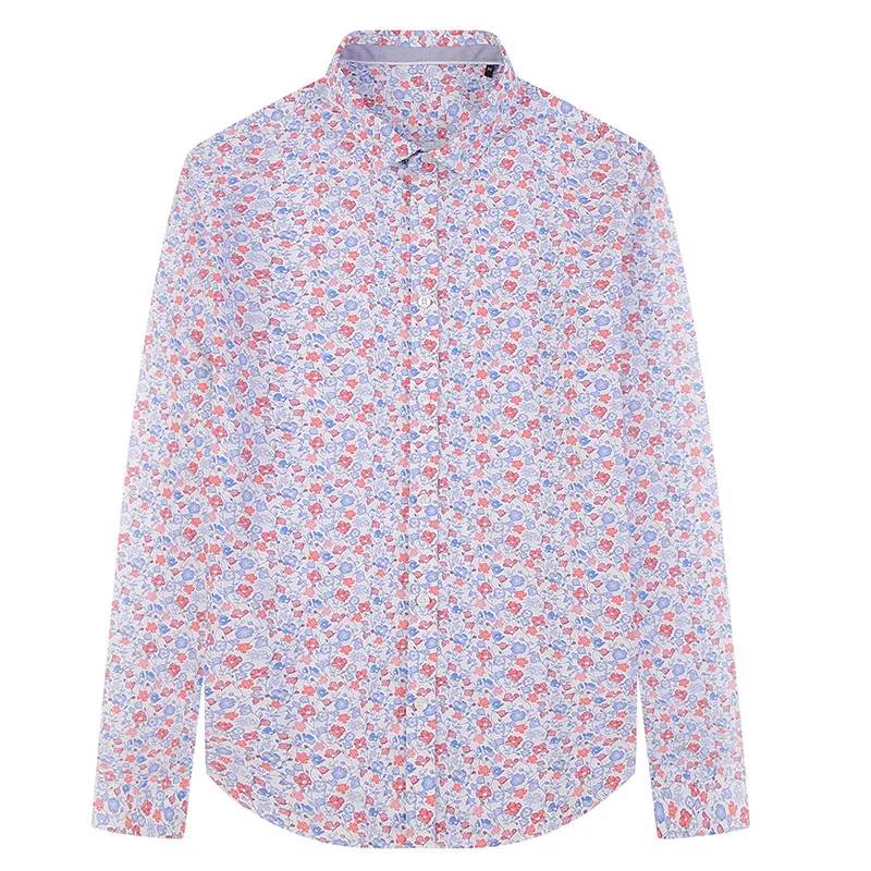 High Quality Men's Printed Long Sleeve Casual Shirt 100% Cotton Male Social Shirt High Quality Men's Printed Long Sleeve Casual Shirt 100% Cotton Male Social Shirt