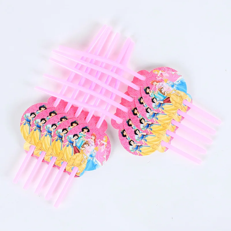 straw 10pcs 1 шт. скатерть Принцессы Дисней Белоснежка детские вечерние украшения на день рождения - Цвет: straw 10pcs