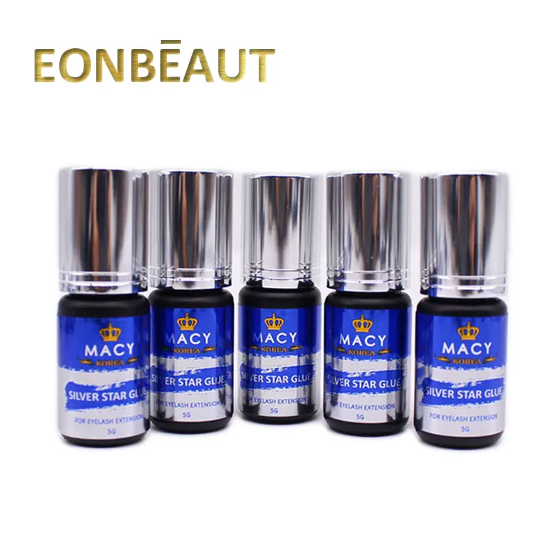 

5 Bottles MACY Silver Star Glue For Eyelash Extension 5ml Powerful Fastest Drying 0.5 Sec Black Lash Adhesive Korean Beauty Shop