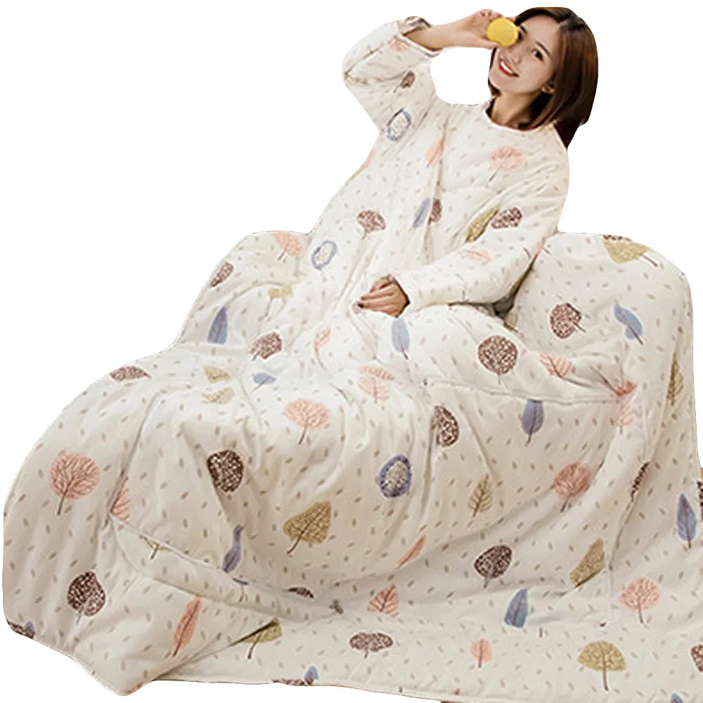 Мягкое теплое одеяло зимнее «ленивое» одеяло с рукавами покрывало семейное одеяло ковер для спального мешка