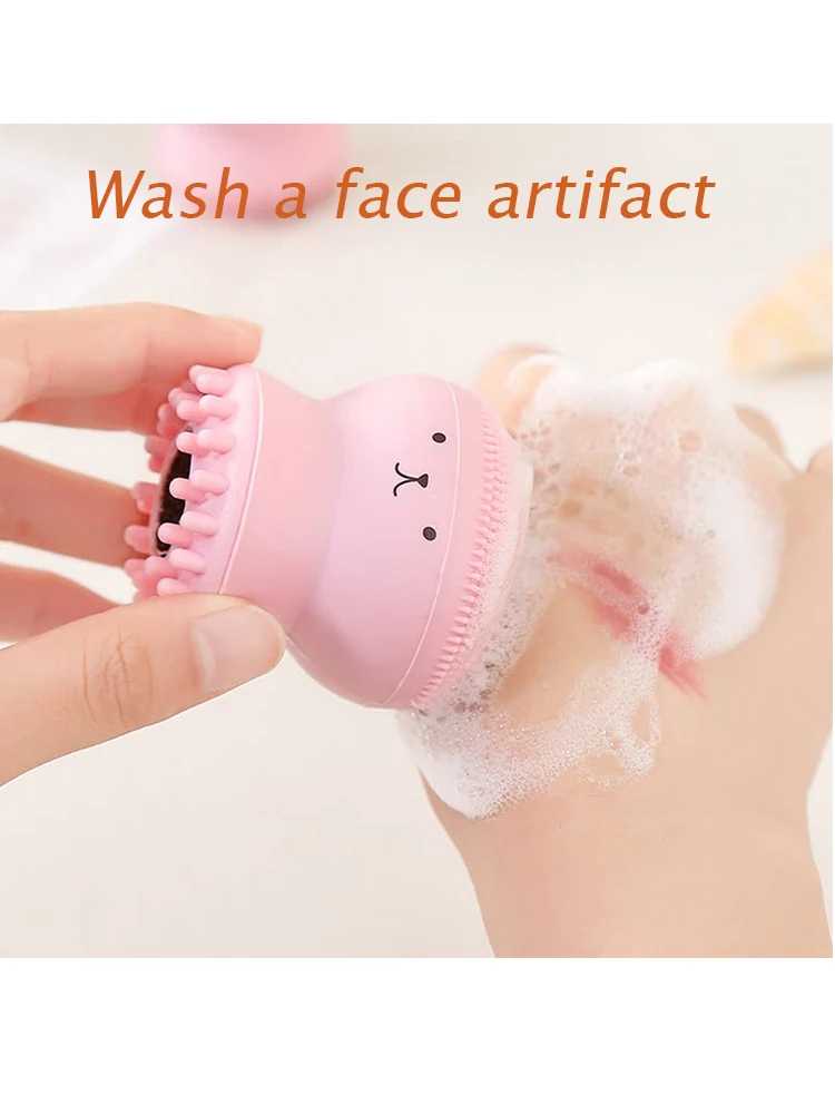 

4 color Silicone Face Cleansing Brush Facial Cleanser CuteOctopus ShapeFacial Cleanser Exfoliator Face Scrub Washing BrushMakeup