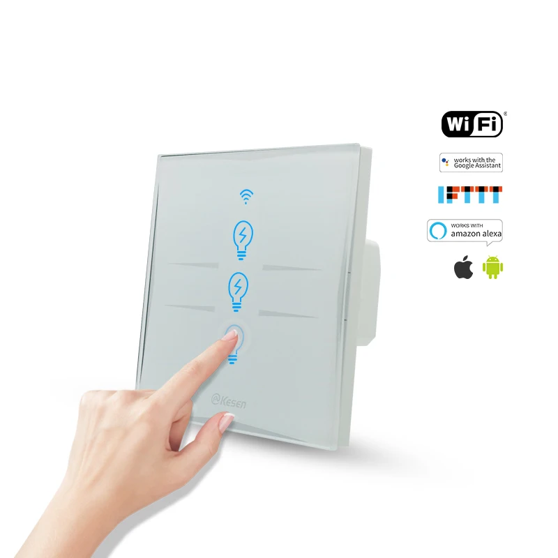 Умный дом Wifi переключатель один банд два три банды Европа стандарт беспроводной сенсорный настенный прерыватель Кристалл стекло панель модуль