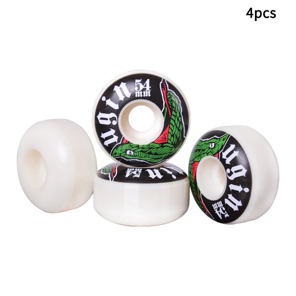 

4pcs Double Rocker Smooth PU Leather Easy Install Bearing Accessories Replacement Skateboard Wheel Tire High Hardness Skating